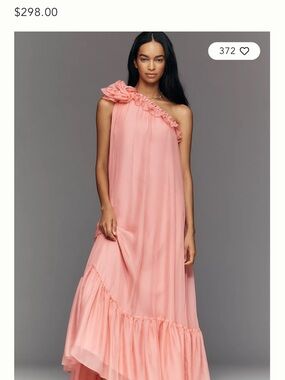 Mac Duggal Pink One-Shoulder Ruffle Maxi Dress